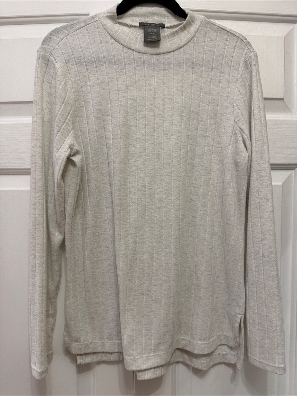 Matty M Cream Ribbed Mock Neck Sweater